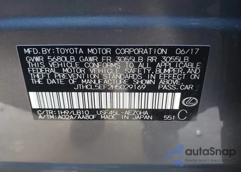 2017 Lexus Ls 460 z USA, uszkodzony, nr VIN JTHCL5EF2H5029169